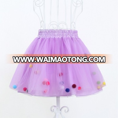 Colored Multi Layers Children Pom Pom Skirt Chiffon Pettiskirt Baby Tutu Dress